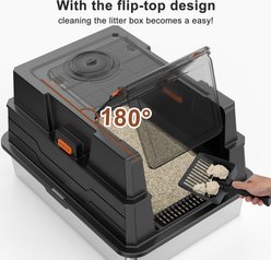 MIXJOY Enclosed Cat Litter Box with Scoop, Black slide 2 of 8
