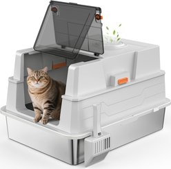MIXJOY Enclosed Cat Litter Box with Scoop, Silver Grey