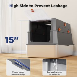 MIXJOY Enclosed Cat Litter Box, Dark Grey slide 2 of 8