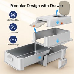 MIXJOY Pull-Out Stainless Steel Cat Litter Box, Silver Grey slide 2 of 8