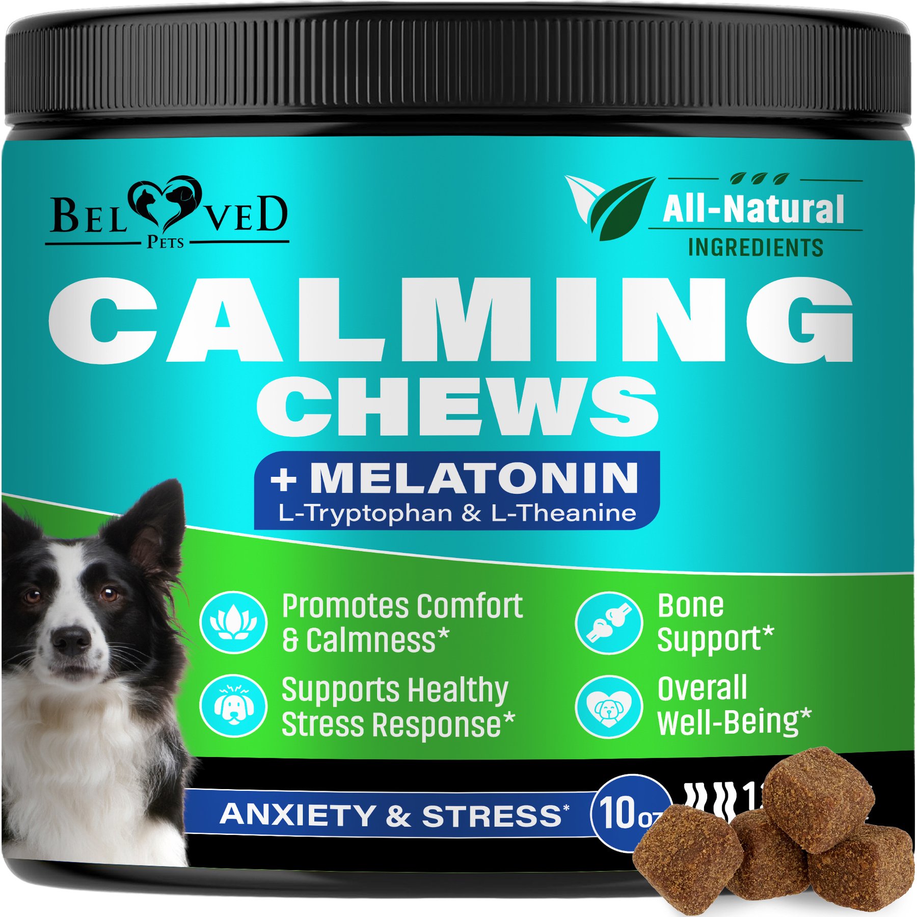 Beloved Pets Melatonin Bacon Flavored Chews Calming Supplement for Dogs, 10-oz bag