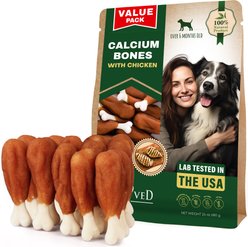 Beloved Pets Calcium Bones Wrapped Chicken & Rawhide-Free Natural Grain-Free Meat with Chicken Dog Treats, 10.6-oz bag