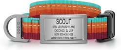 DOG iD Premium Nylon Dog Collar with Personalized Jingle-Free Stainless Steel ID Tag, Autumn Campfire, Small