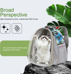 WEVONIGU Front Expandable Backpack Ventilated Travel Bag Foldable Dog & Cat Carrier, Floral, Large slide 2 of 7