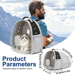 WEVONIGU Back Expandable Bubble Backpack Ventilated Transparent Foldable Dog & Cat Carrier, Black, Large slide 2 of 7