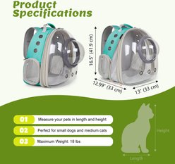 WEVONIGU Front Extention Stylish Transparent Shell Backpack with Ventilation Cover Breathable Travel Foldable Dog & Cat Carrier, Green, Large slide 2 of 6