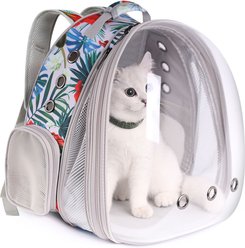 WEVONIGU Front Expandable Backpack Ventilated Travel Bag Foldable Dog & Cat Carrier, Floral, Large slide 1 of 7