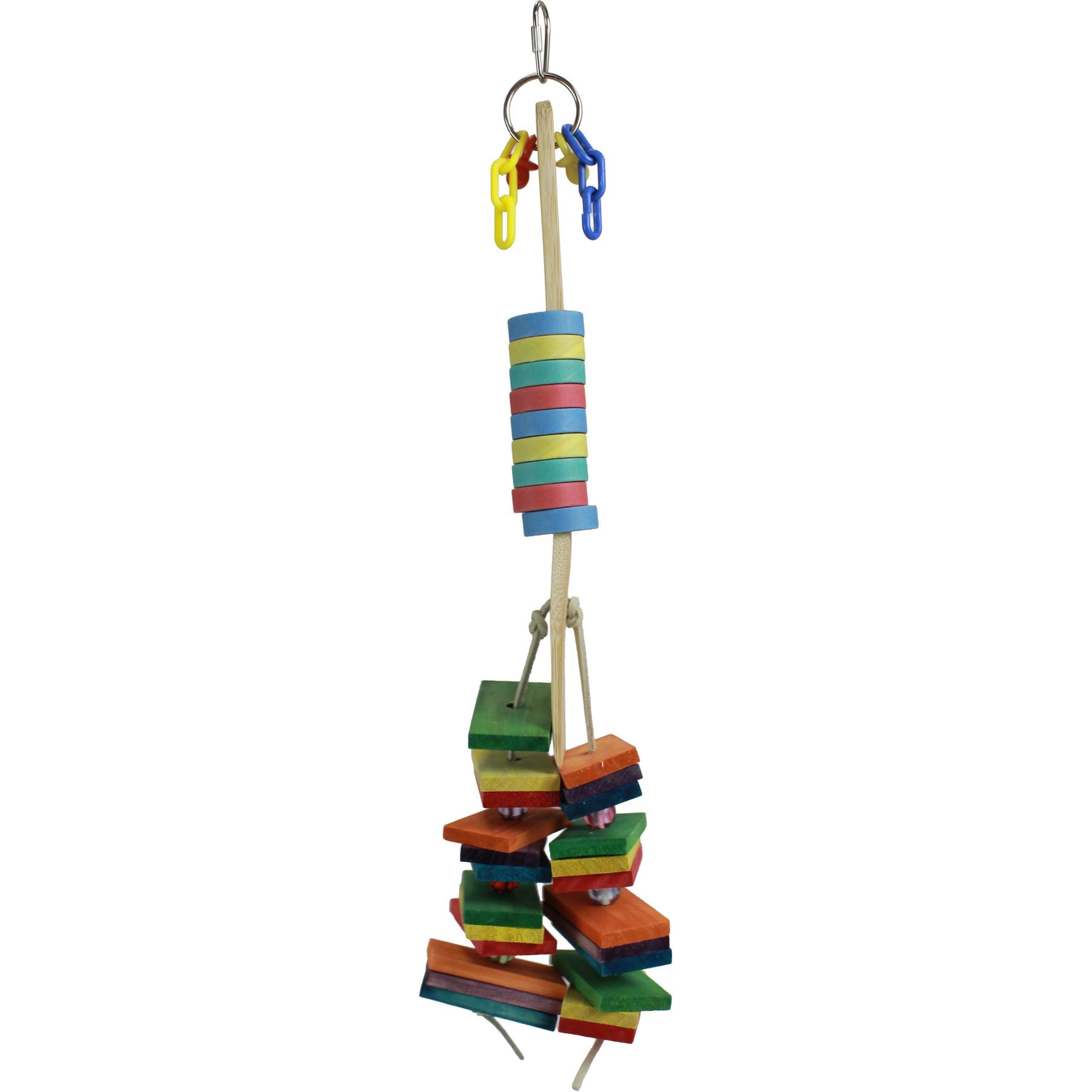 A&E Cage Company Wooden Spoon with Bagels, Blocks & Beads Bird Chew Toy, Multicolor