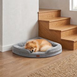 Kylinsure Corner Dog Bed with Removable Washable Cover, Grey, Small