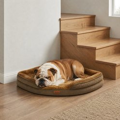 Kylinsure Corner Dog Bed with Removable Washable Cover, Coffee, Large
