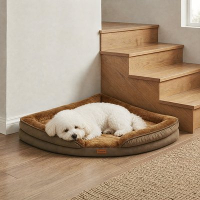 Kylinsure Kylinsure Corner Dog Bed with Removable Washable Cover, Coffee, Medium