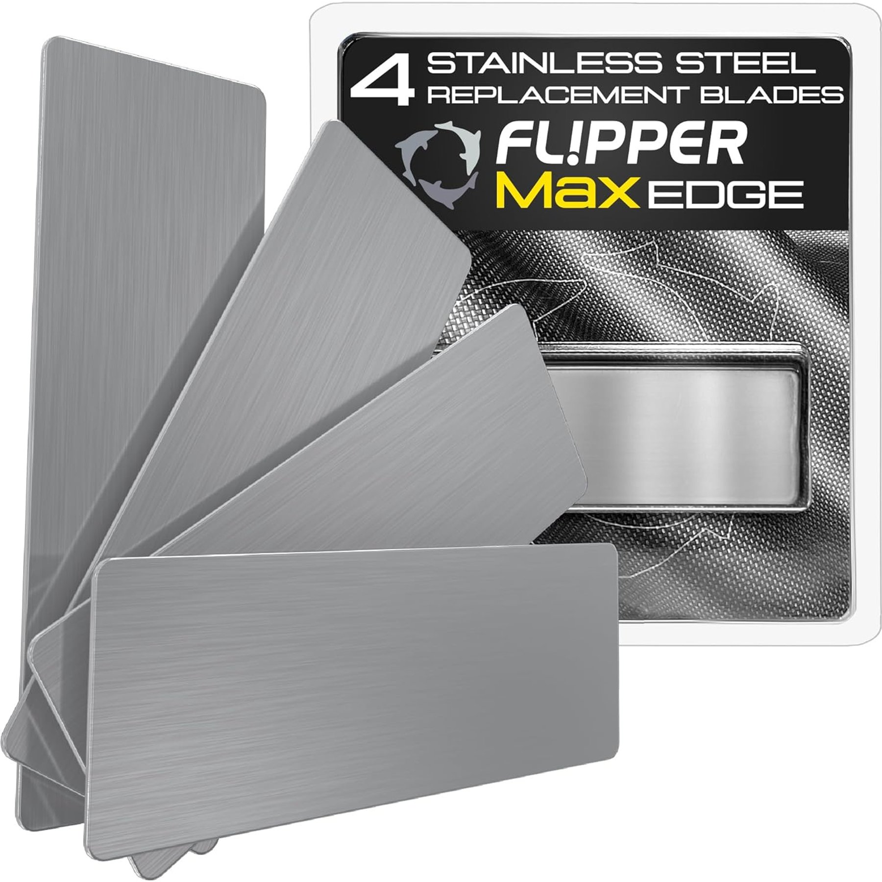 Flipper Edge Max Algae Scraper Stainless Steel Replacement Blades, 4 count