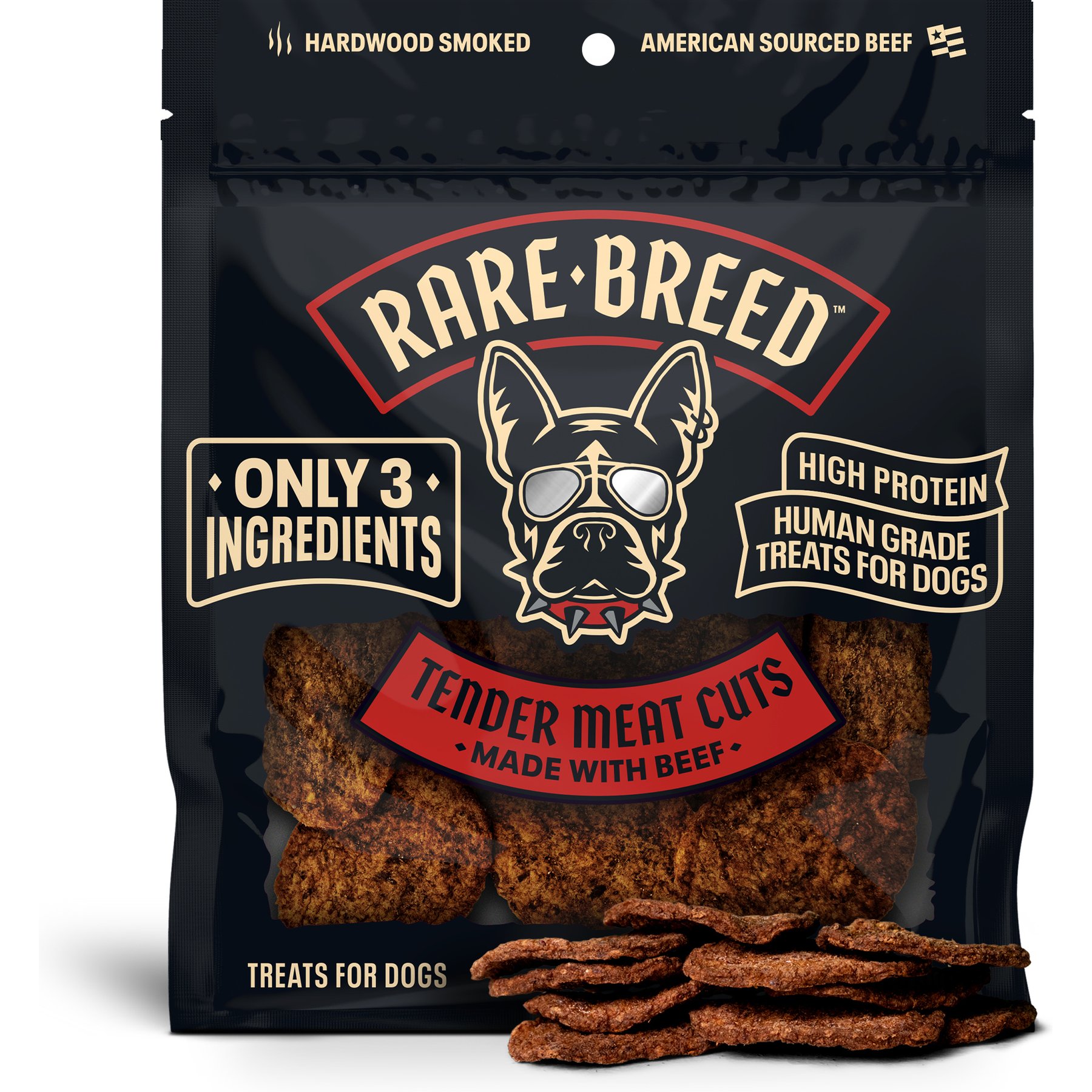 Rare Breed Tender Meat Cuts Grain-Free Beef Soft & Chewy Dog Treats, 4.5-oz