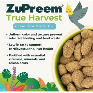 ZuPreem True Harvest with Natural Flavor Daily Cockatiel & Lovebird Medium Bird Food, 2.5-lb bag