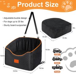 ALFATOK Memory Foam Booster Dog Car Seat, Black & Grey slide 2 of 8