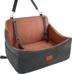 ALFATOK Memory Foam Dog Car Seat, Black & Brown