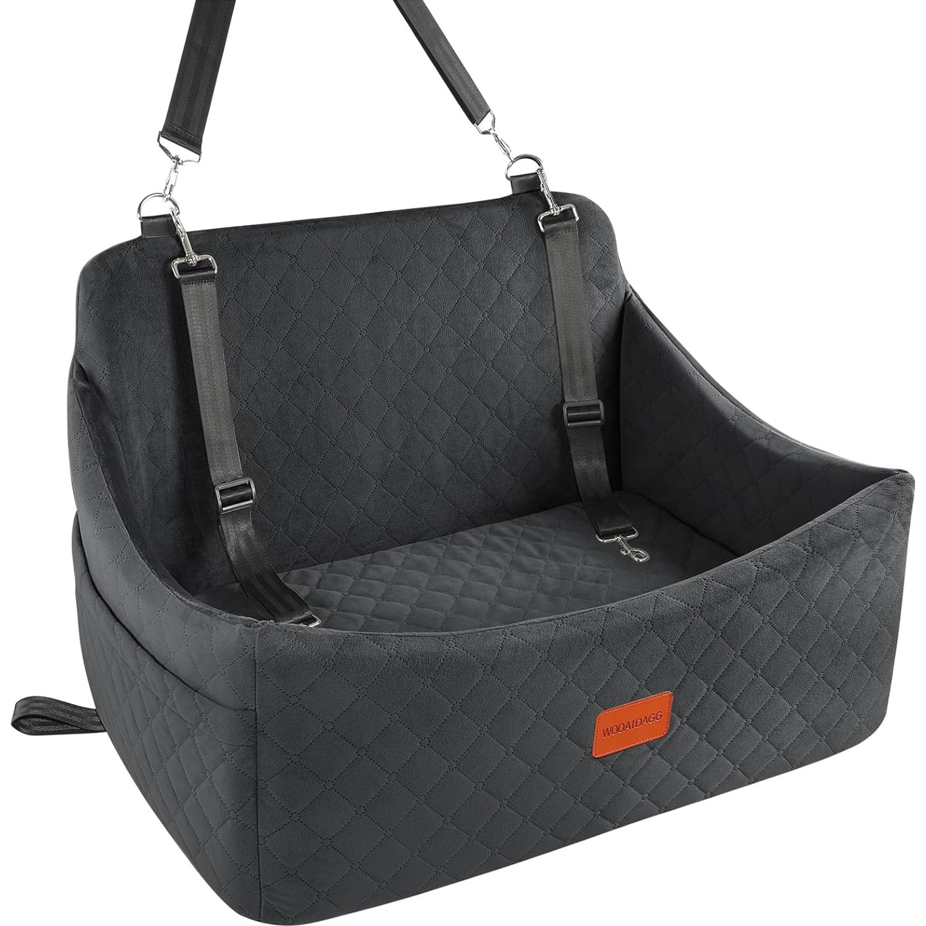ALFATOK Memory Foam Pad Non-Slip Washable Removable Cover Dog Elevated Car Travel Seat, Black
