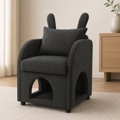 Yafylly Bunny-Ear Pet-Friendly Armchair Memory Foam Furniture Style Sofa Dog & Cat Bed, Medium: 27.4 x 25.2 x 37.4-in, Black slide 2 of 8