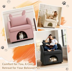 Yafylly Bunny-Ear Pet-Friendly Armchair Memory Foam Furniture Style Sofa Dog & Cat Bed, Medium: 27.4 x 25.2 x 37.4-in, Pink slide 2 of 6