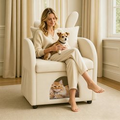 Yafylly Bunny-Ear Pet-Friendly Armchair Memory Foam Furniture Style Sofa Dog & Cat Bed, Medium: 27.4 x 25.2 x 37.4-in, Beige