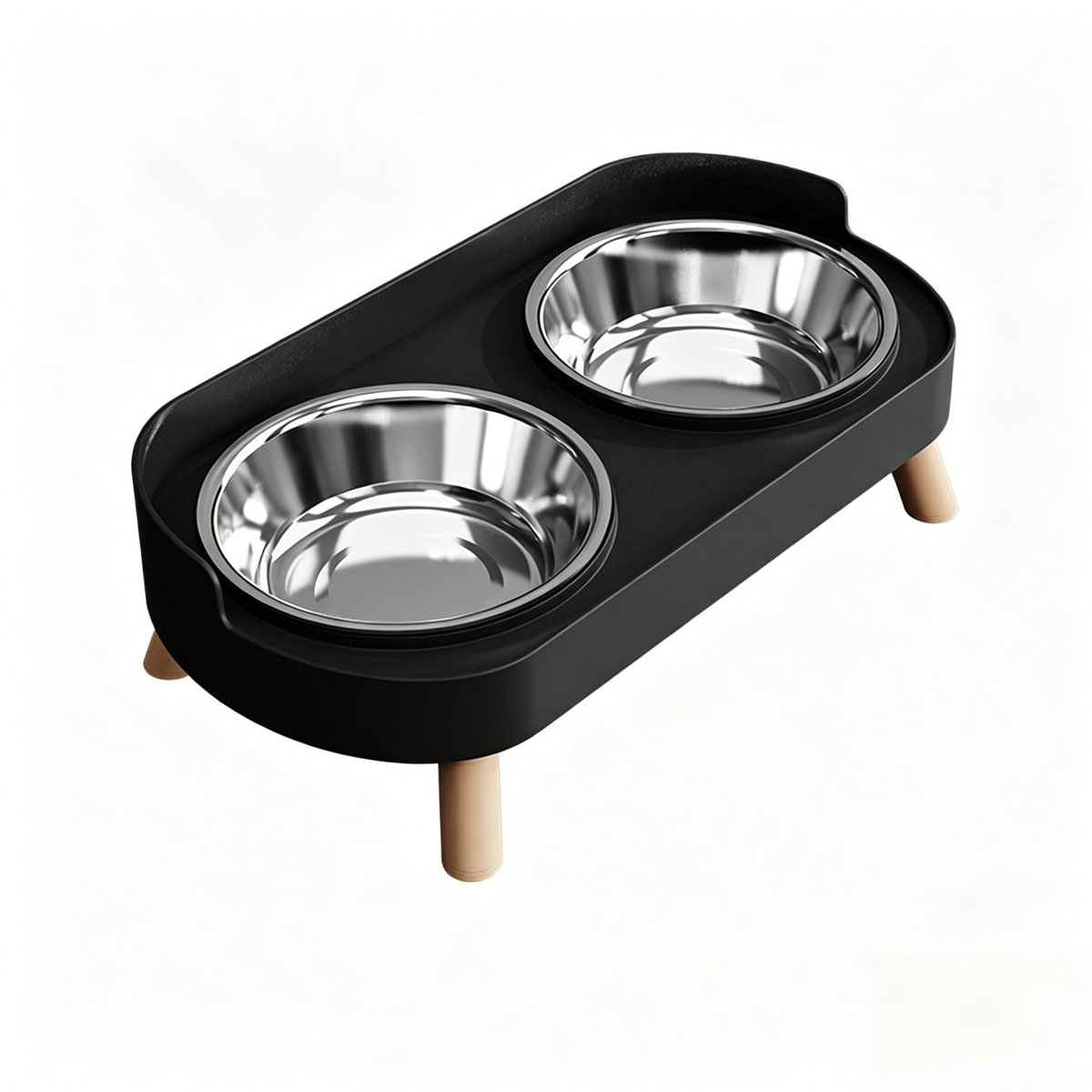 DOPZER Elevated Double Stainless Steel Dog & Cat Bowls with Stand, 2-cup, Black