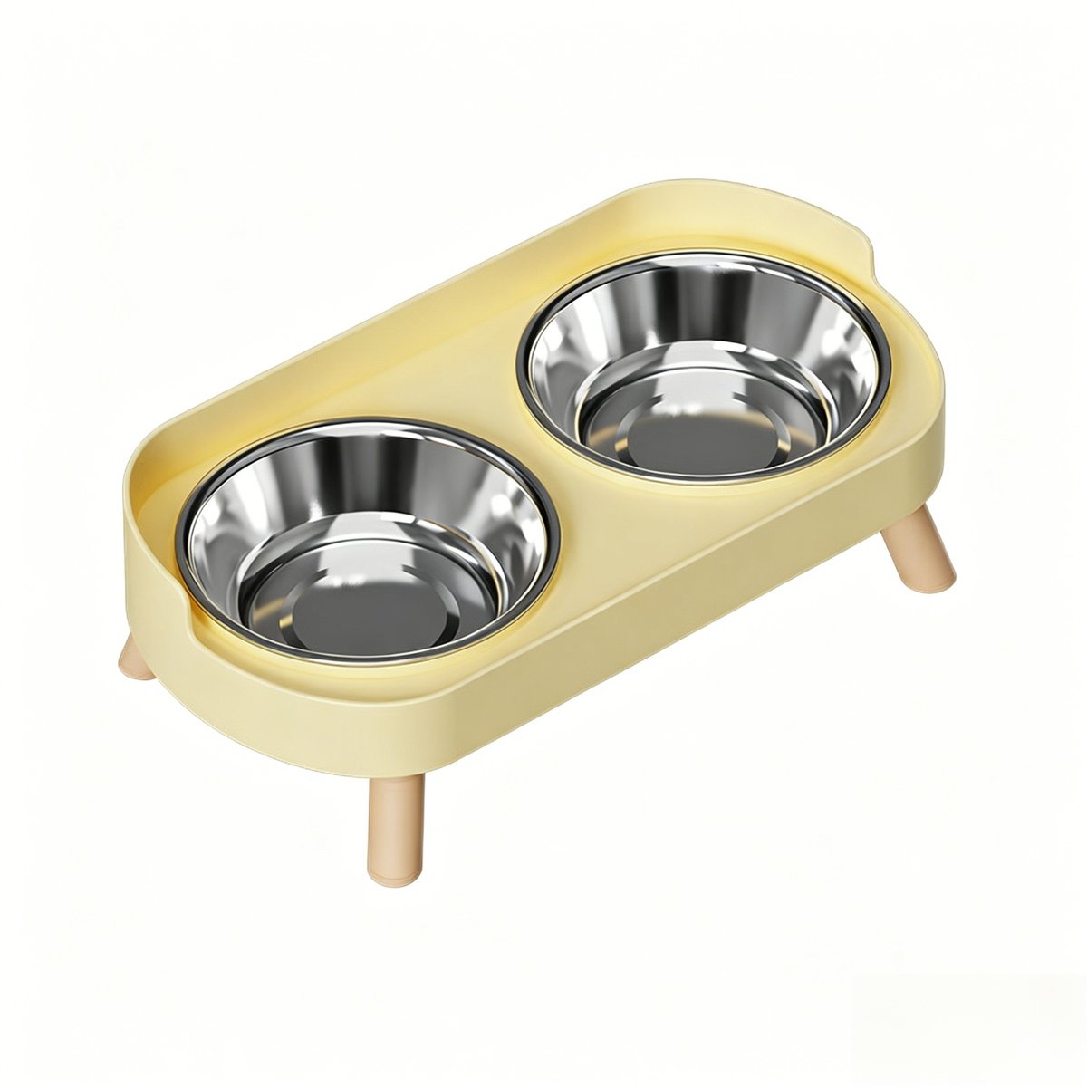 DOPZER Elevated Double Stainless Steel Dog & Cat Bowls with Stand, 2-cup, Yellow