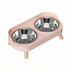 DOPZER Elevated Double Stainless Steel Dog & Cat Bowls with Stand, 2-cup, Pink