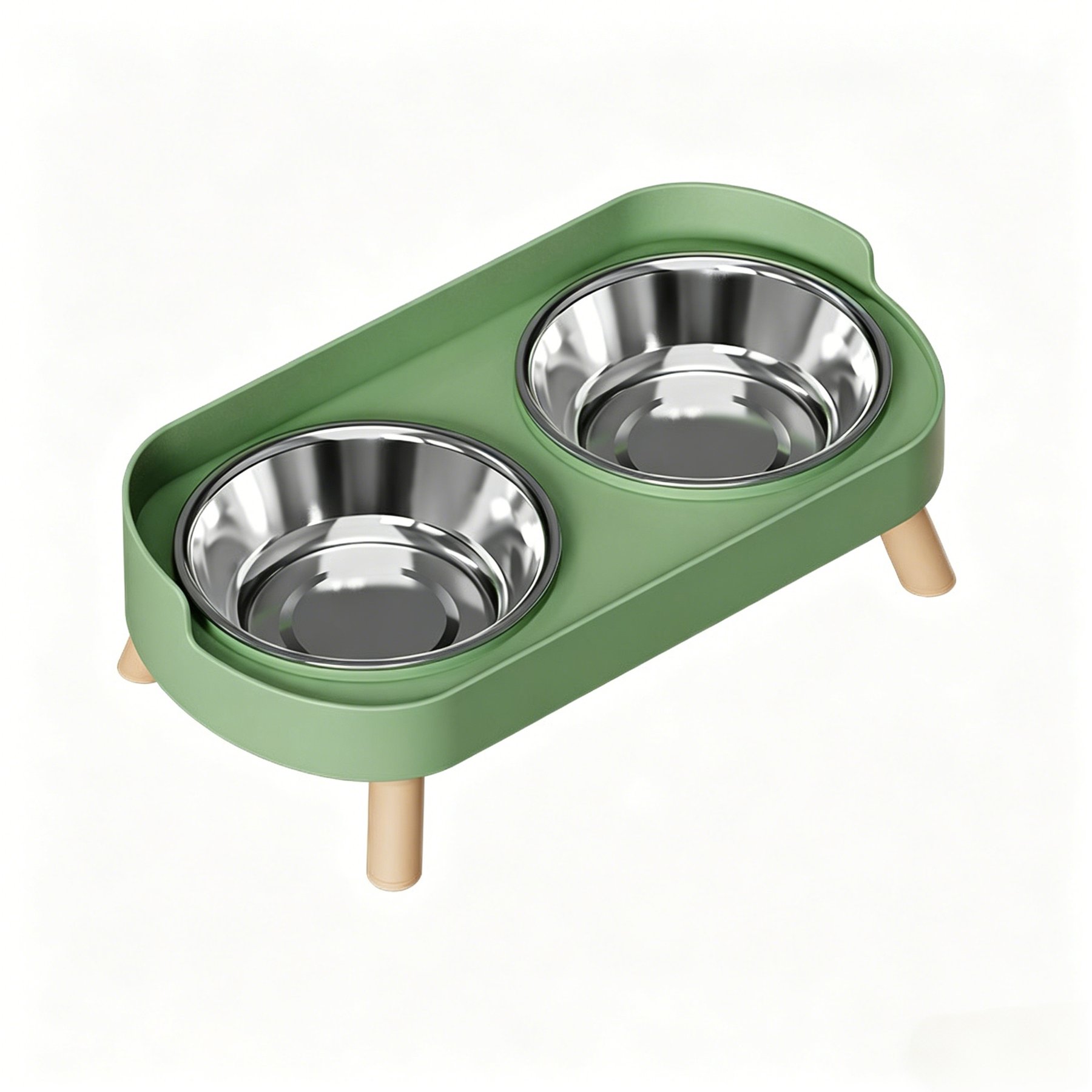 DOPZER Elevated Double Stainless Steel Dog & Cat Bowls with Stand, 2-cup, Green