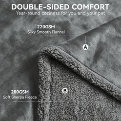 HOMAGICO Flannel Double-Sided Throw Furniture Protector Waterproof Dog Blanket, Grey, Large: 40 x 57-in slide 2 of 6
