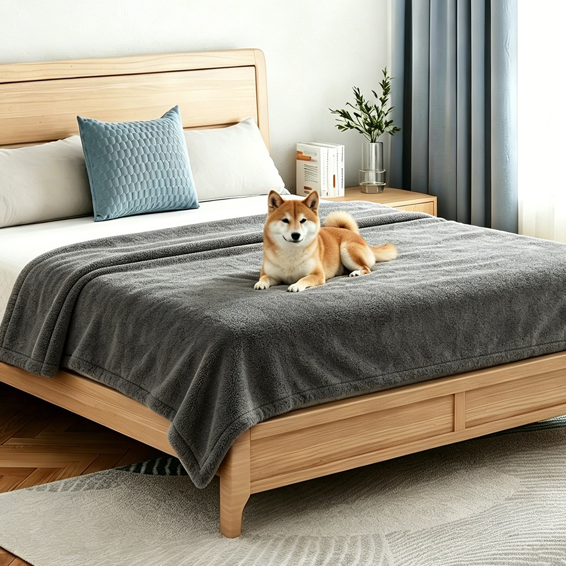 HOMAGICO Double Sided Throw Furniture Protector Waterproof Dog Blanket, Grey, Large: 40 x 57-in