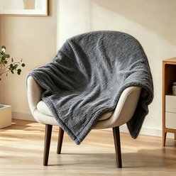 HOMAGICO Flannel Double-Sided Throw Furniture Protector Waterproof Dog Blanket, Grey, Medium: 28 x 40-in