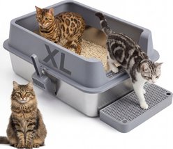 Topyangs Covered Cat Litter Box, X-Large, Gray