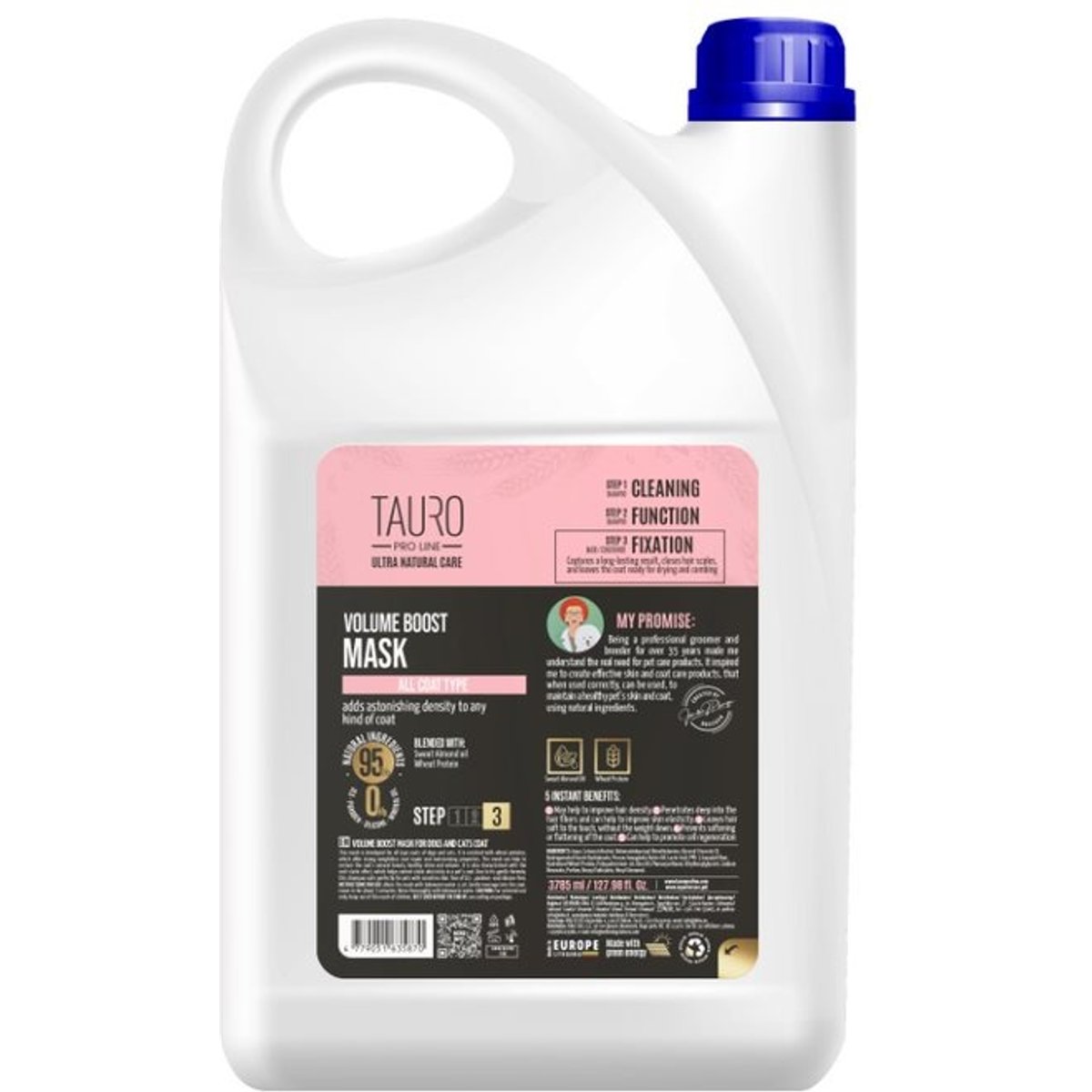Tauro Pro Line Ultra Natural Step 3 Volume Boost Dog & Cat Conditioner, 128-fl oz bottle