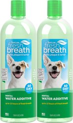 TropiClean Breath Freshener & Teeth Cleaning Solution Tartar Control Dog Dental Water Additive, 33.8-fl oz bottle, 2 count