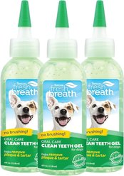 TropiClean Fresh Breath No Brush Toothpaste for Plaque, Tartar Control Dog Dental Gel, 4-fl oz bottle