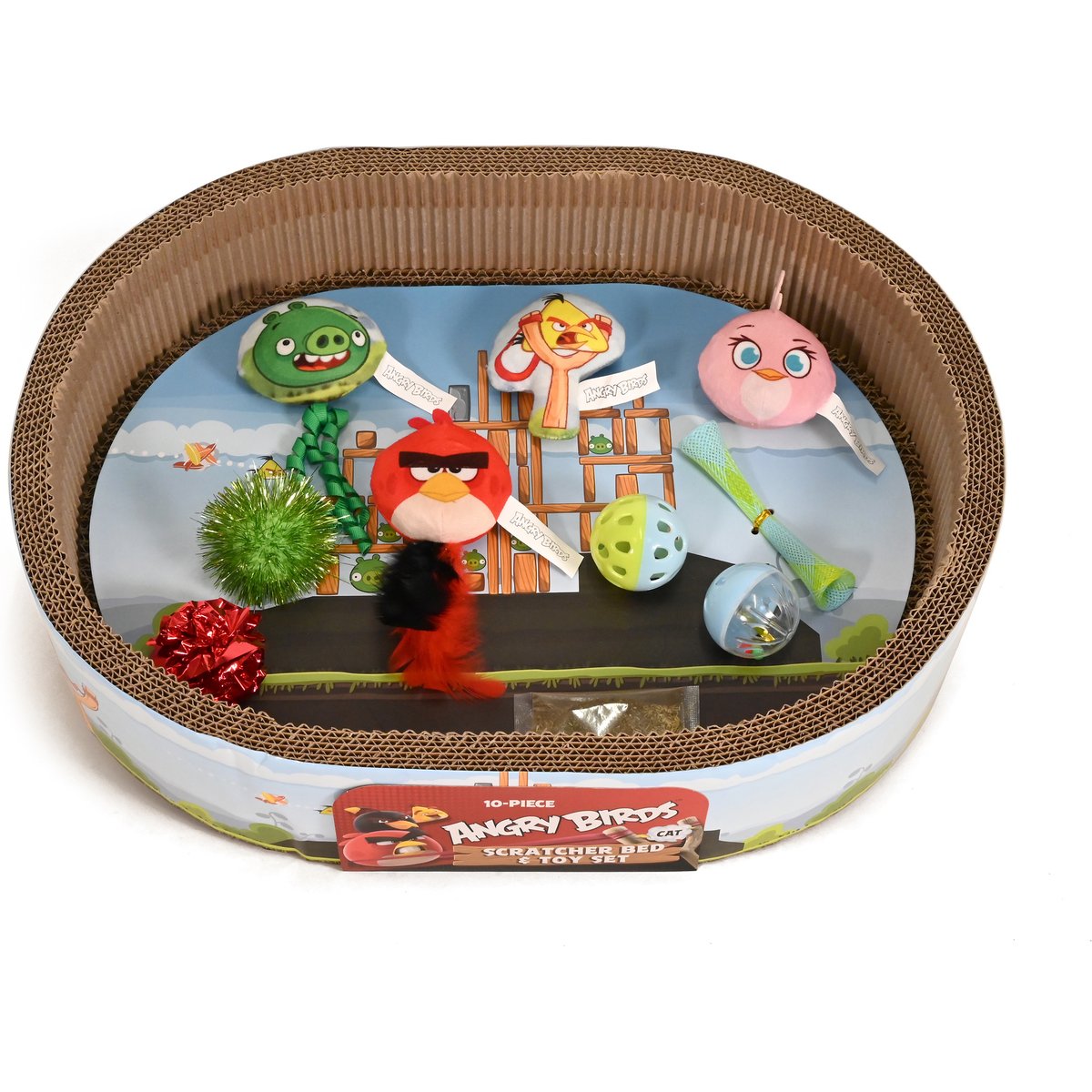 Angry Birds 10-Piece Play Set Scratcher Cat Toy with Catnip, 18-in, Blue