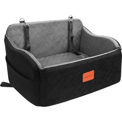 INDYBUD INDYBUD 2 Safety Leashes & Pockets Machine-Washable Car Dog Automobile Booster Seat, 30 x 19 x 15-in, Grey