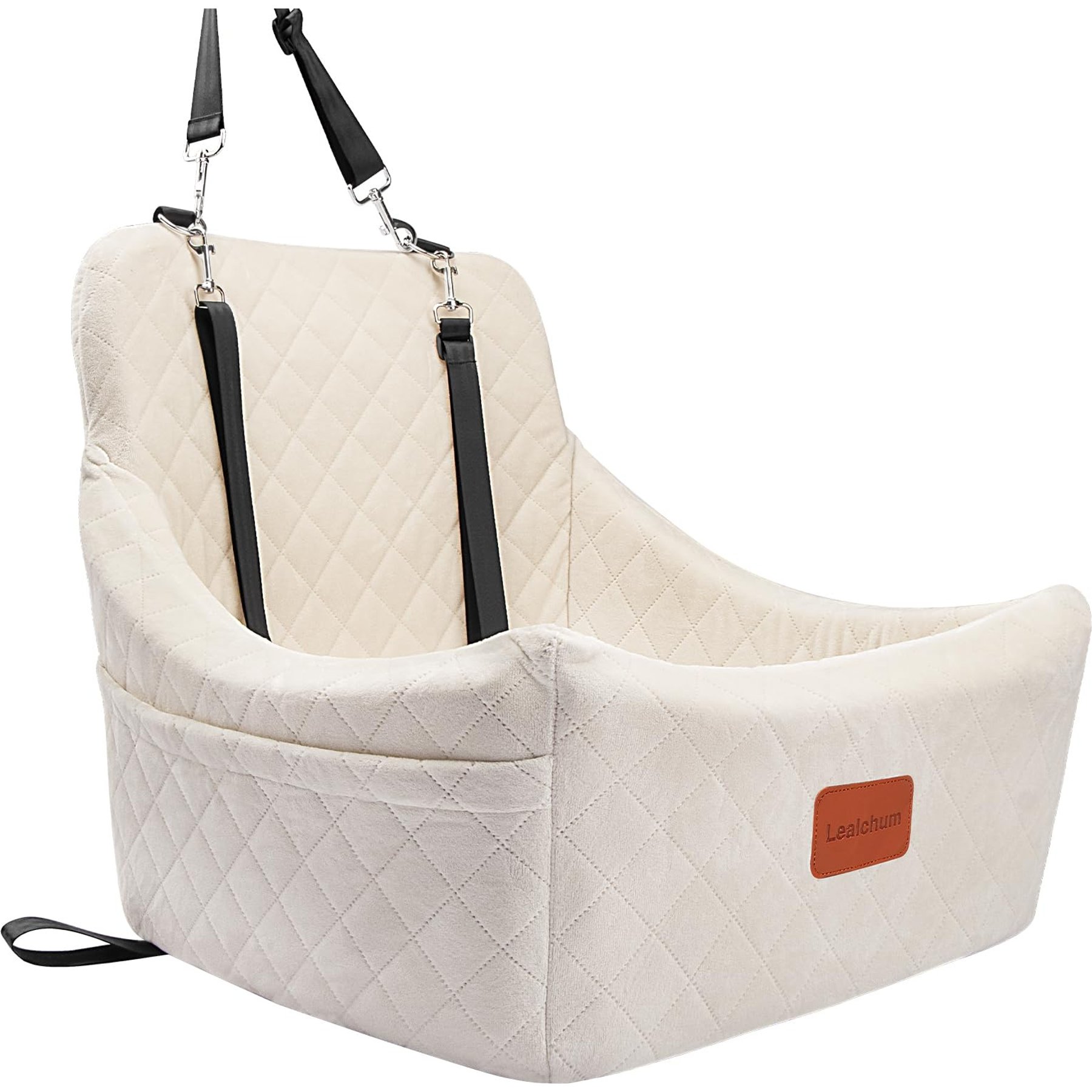 INDYBUD Adjustable Straps with Belt Channel Machine-Washable Car Dog Automobile Booster Seat, 20 x 20 x 20-in, Beige