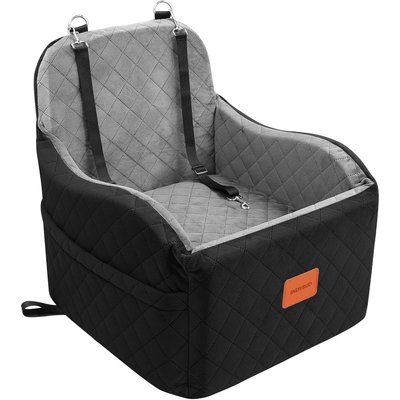 INDYBUD INDYBUD Soft Booster Travel Bed Safety Leash Belt Machine-Washable Car Dog Automobile Booster Seat, 19 x 19 x 19-in, Black/Grey