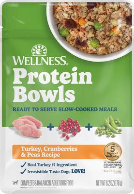 Wellness Protein Bowls Adult Wholesome Grains Turkey, Cranberries & Peas Fresh Alternative Dog Food, 6.2-oz pouch, 6.2-oz pouch