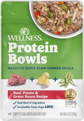 Wellness Protein Bowls Adult Wholesome Grains Beef, Potato & Green Beans Fresh Alternative Dog Food, 6.2-oz pouch slide 1 of 9