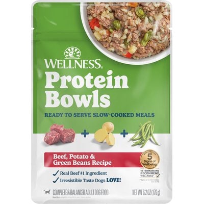Wellness Wellness Protein Bowls Adult Wholesome Grains Beef, Potato & Green Beans Fresh Alternative Dog Food, 6.2-oz pouch