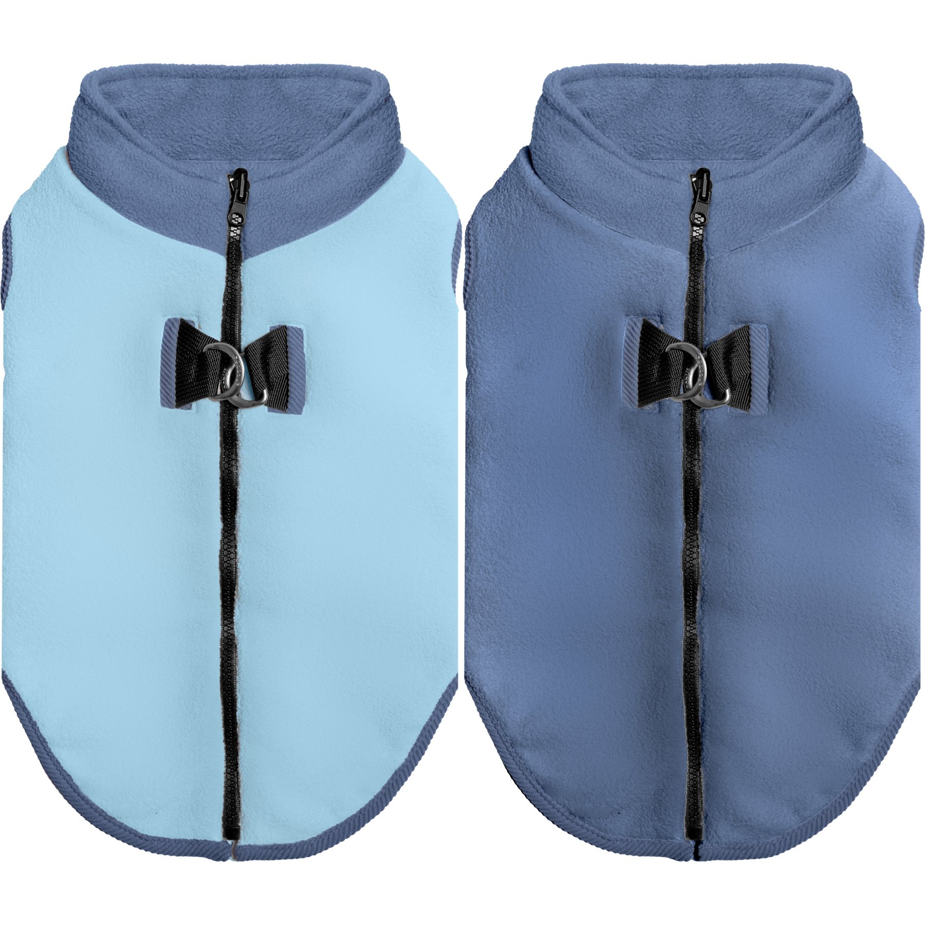 Gooby Fleece Reversible Zip Up Dog Vest, Winter Sky, Large
