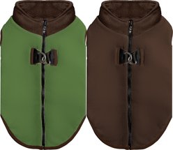 Gooby Fleece Reversible Zip Up Dog Vest, Olive Branch, X-Small