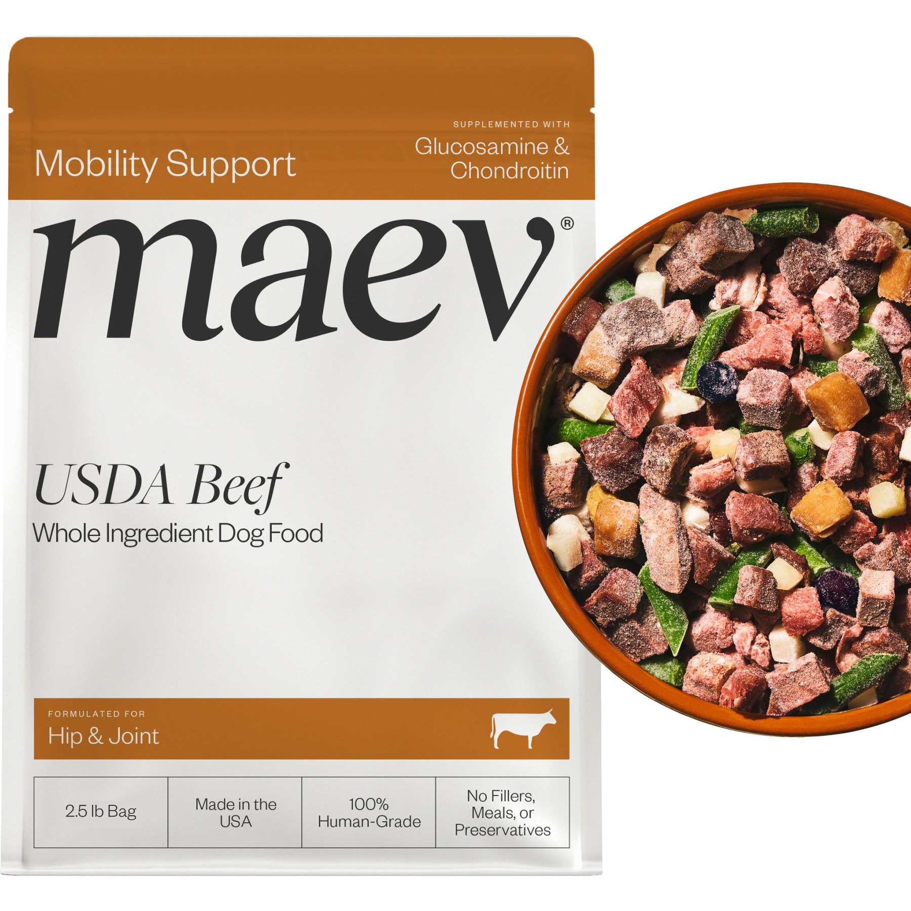 Maev Hip & Joint Fresh Frozen Raw Human-Grade Beef Dog Food, 2.5-lb bag
