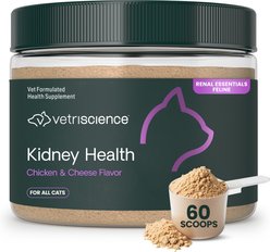 VetriScience Renal Essentials Kidney Health Chicken & Cheese Flavored Powder Kidney Supplement for Cats, 6-oz can, 60 scoops