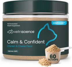 VetriScience Composure Calm & Confident Chicken & Cheese Flavored Powder Calming & Anxiety Supplement for Cats, 6-oz can, 60 scoops