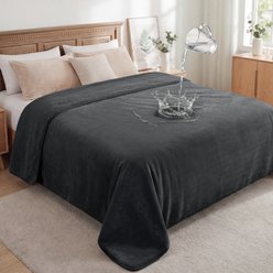 LOOBANI Reversible Flannel Sherpa Fleece Throw Waterproof & Leakproof Soft Twin Dog & Cat Blanket, Grey, 60 x 80-in slide 2 of 7