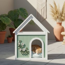 Bencmate Cedar Indoor & Outdoor Wooden Condo Cat House with Acrylic Roof, White