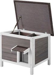 Bencmate Wooden Outdoor Cat House with Roof, Multicolor